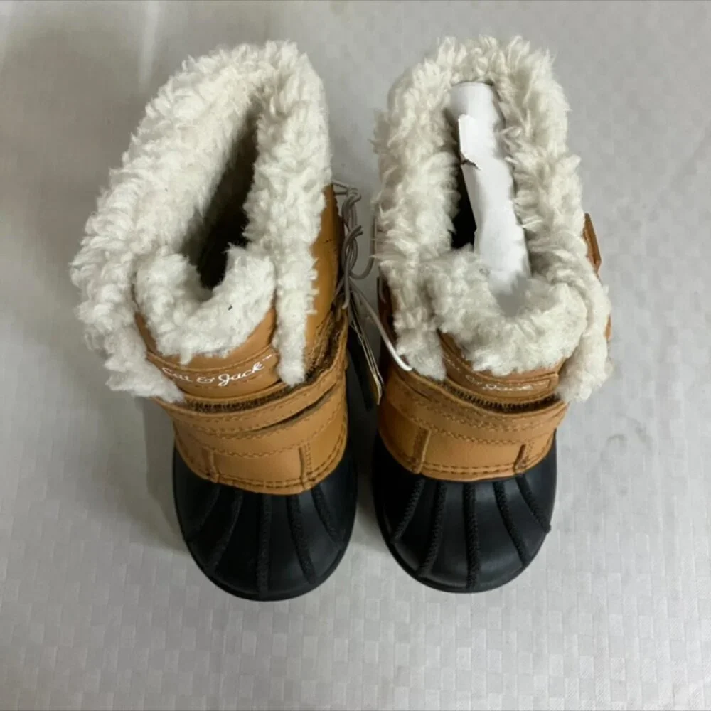 NWT Cat & Jack Toddler Kids Size 6 Brown Faux Fur Lined Waterproof Winter Boots